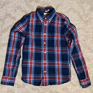 Abercrombie Navy Plaid Button Down Shirt
